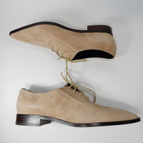 L'AGENCE Elise III Pointed Toe Oxford Flat Shoes Size 6.5 Cappuccino Suede NEW - Picture 15 of 16